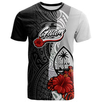 Guam Polynesian T Shirt Coat of Arm With Hibiscus White Unisex Art - Polynesian Pride