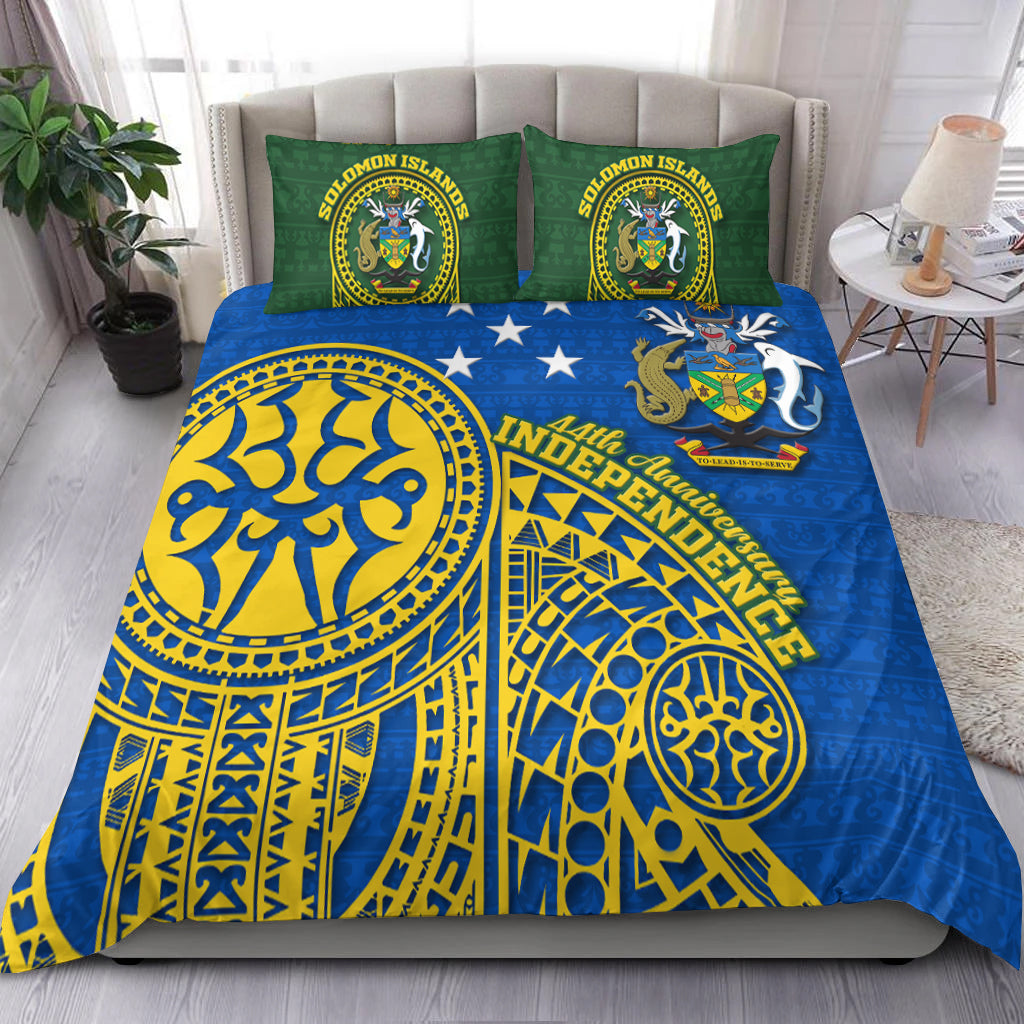 Solomon Islands Independence Anniversary 44th Years Bedding Set - LT12 Bedding Set Blue - Polynesian Pride