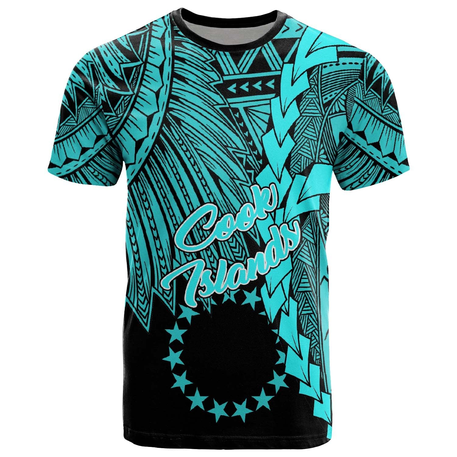 Cook Islands T Shirt Tribal Wave Tattoo Neon Blue Unisex Neon Blue - Polynesian Pride