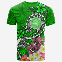 American Samoa Polynesian T Shirt Turtle Plumeria (Green) Unisex Green - Polynesian Pride