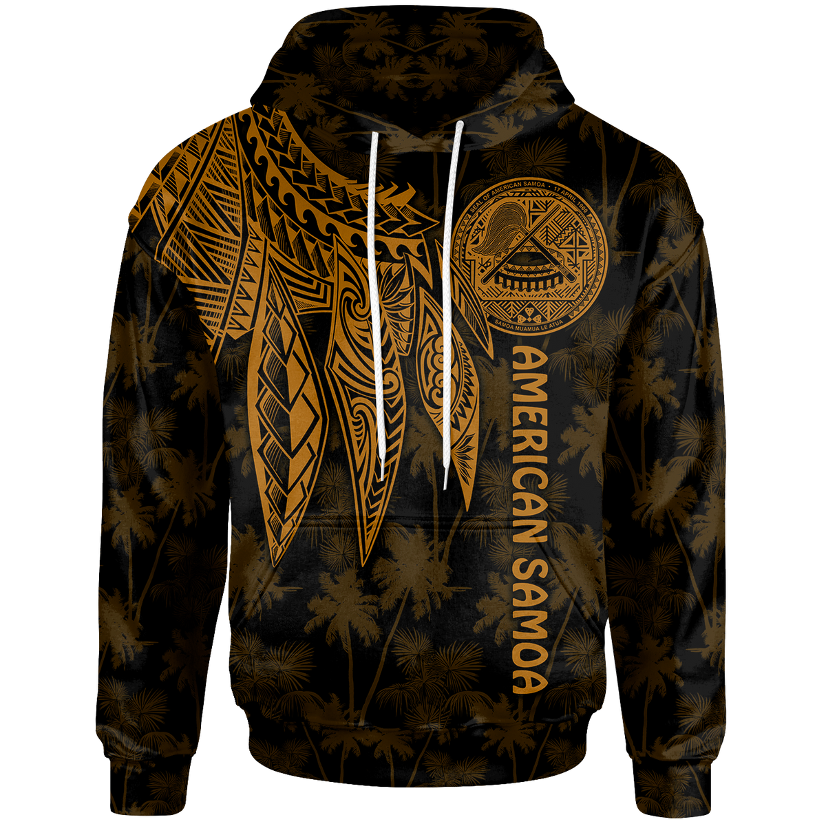 American Samoa Hoodie Polynesian Wings (Golden) Unisex Golden - Polynesian Pride