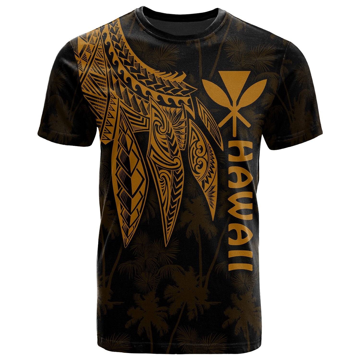 Polynesian Hawaii Kanaka Maoli T shirt Polynesian Wings (Golden) Unisex Golden - Polynesian Pride