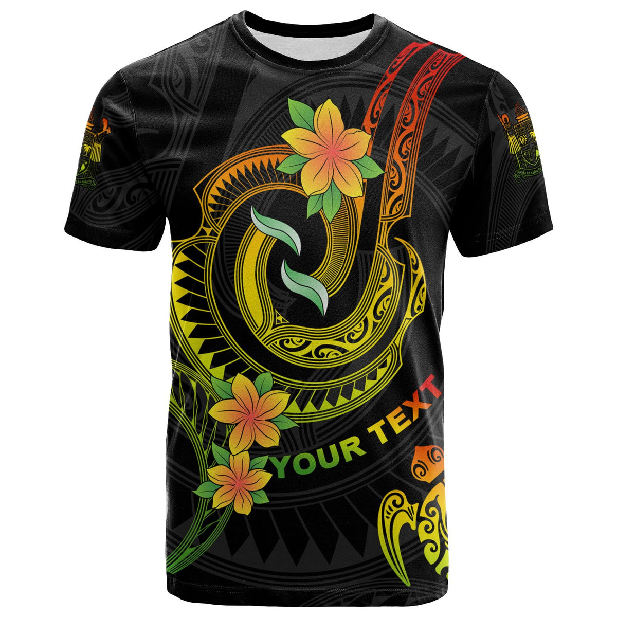 Fiji Custom T Shirt Reggae Plumeria Flowers with Spiral Patterns Unisex Art - Polynesian Pride