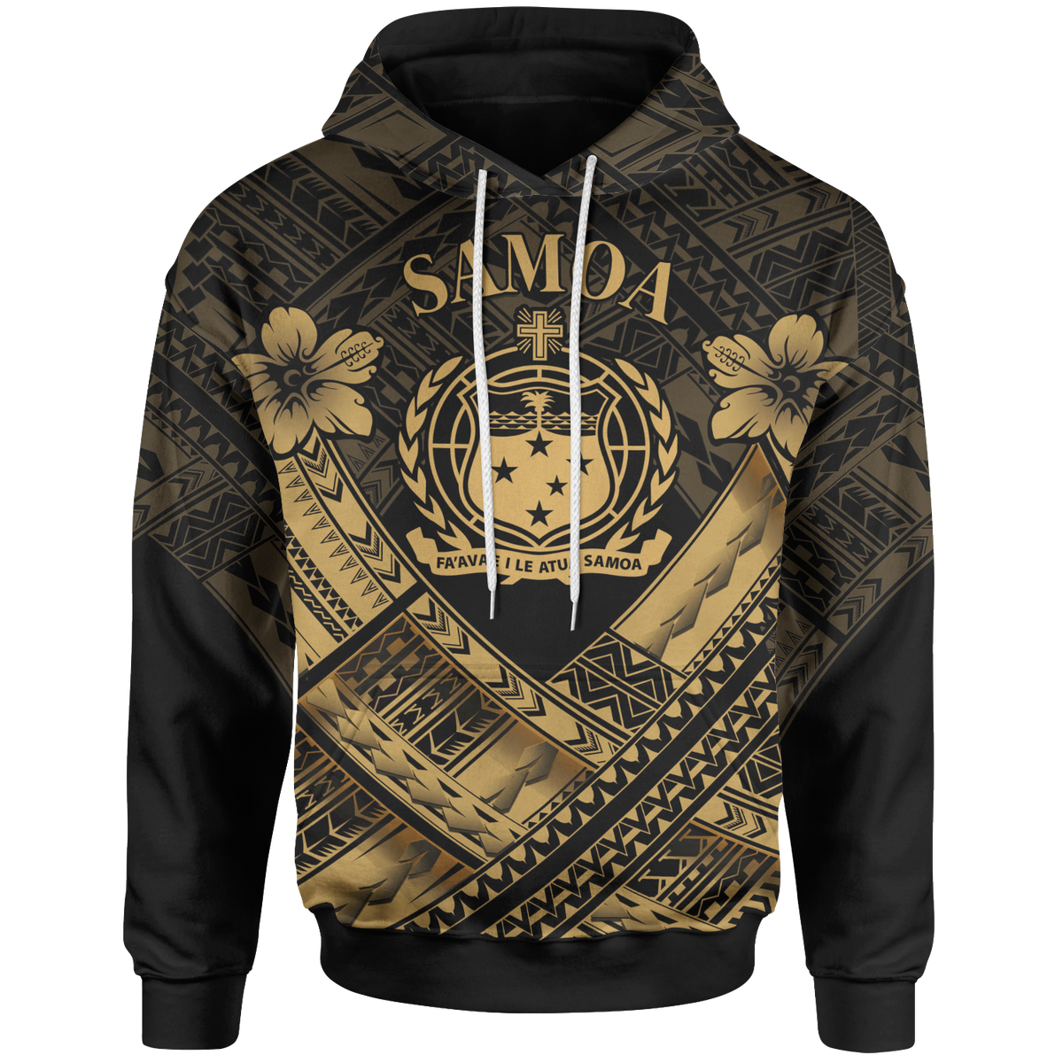 Samoa Polynesian Hoodie Samoa Gold Seal Camisole Hibiscus Style Unisex Gold - Polynesian Pride