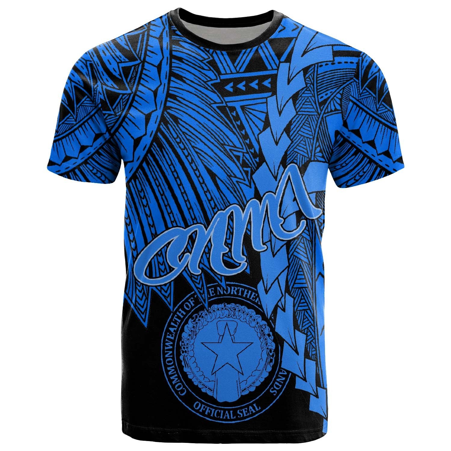 Northern Mariana Islands Polynesian T Shirt Tribal Wave Tattoo Blue Unisex Blue - Polynesian Pride