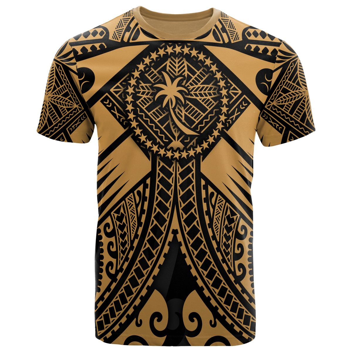 Chuuk T Shirt Gold Seal with Polynesian Tattoo Unisex Art - Polynesian Pride