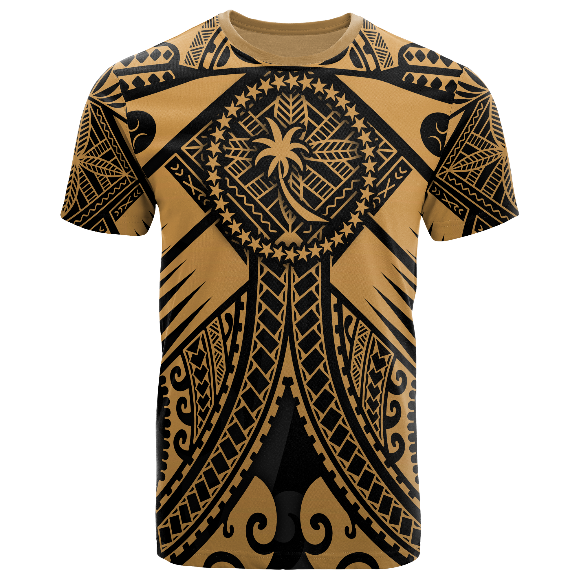 Chuuk T Shirt Gold Seal with Polynesian Tattoo Unisex Art - Polynesian Pride