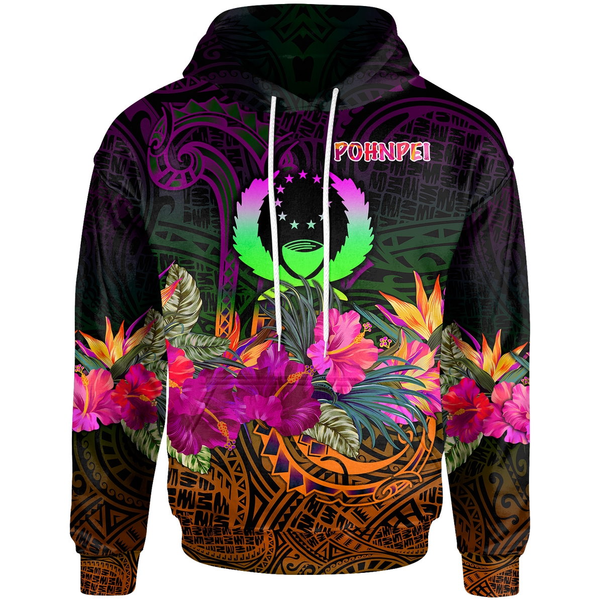 Pohnpei Hoodie Summer Hibiscus Unisex Reggae - Polynesian Pride