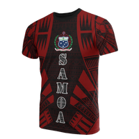 Samoa T Shirt Samoan Coat of Arms Polynesian Tattoo Red Style Unisex Red - Polynesian Pride