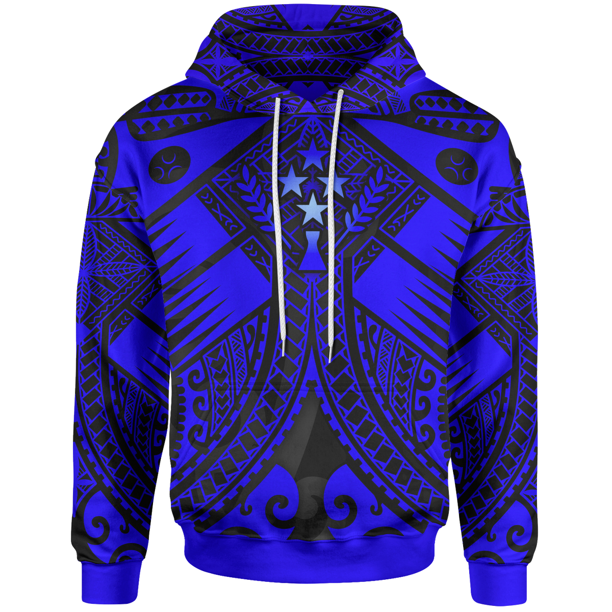 Kosrae Hoodie Blue Seal with Polynesian Tattoo Unisex Blue - Polynesian Pride