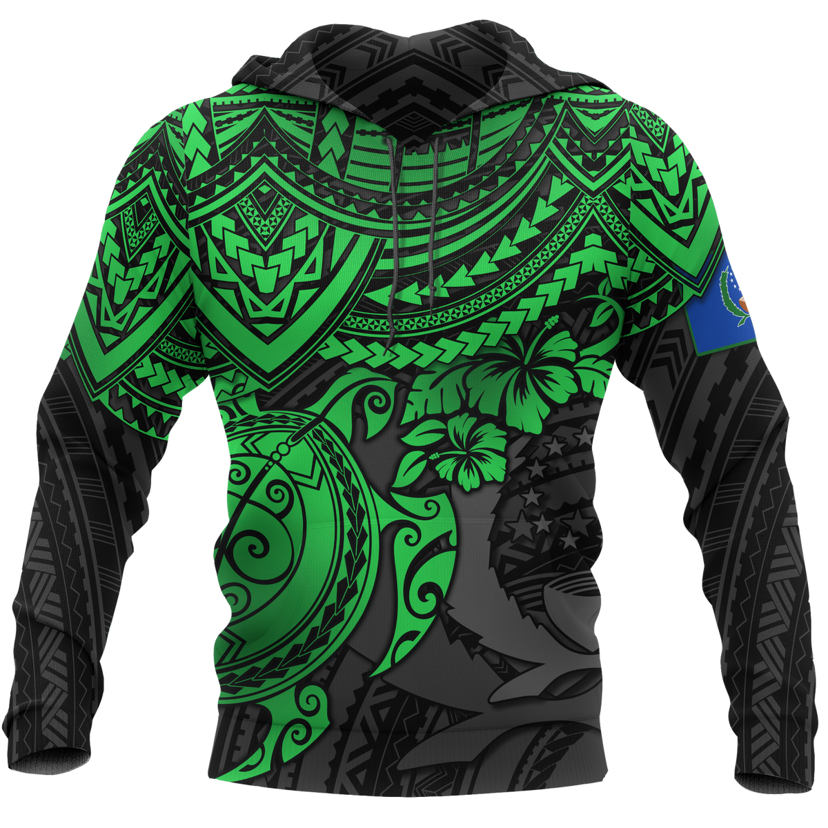 Pohnpei Hoodie Polynesian Green Turtle Unisex GREEN - Polynesian Pride