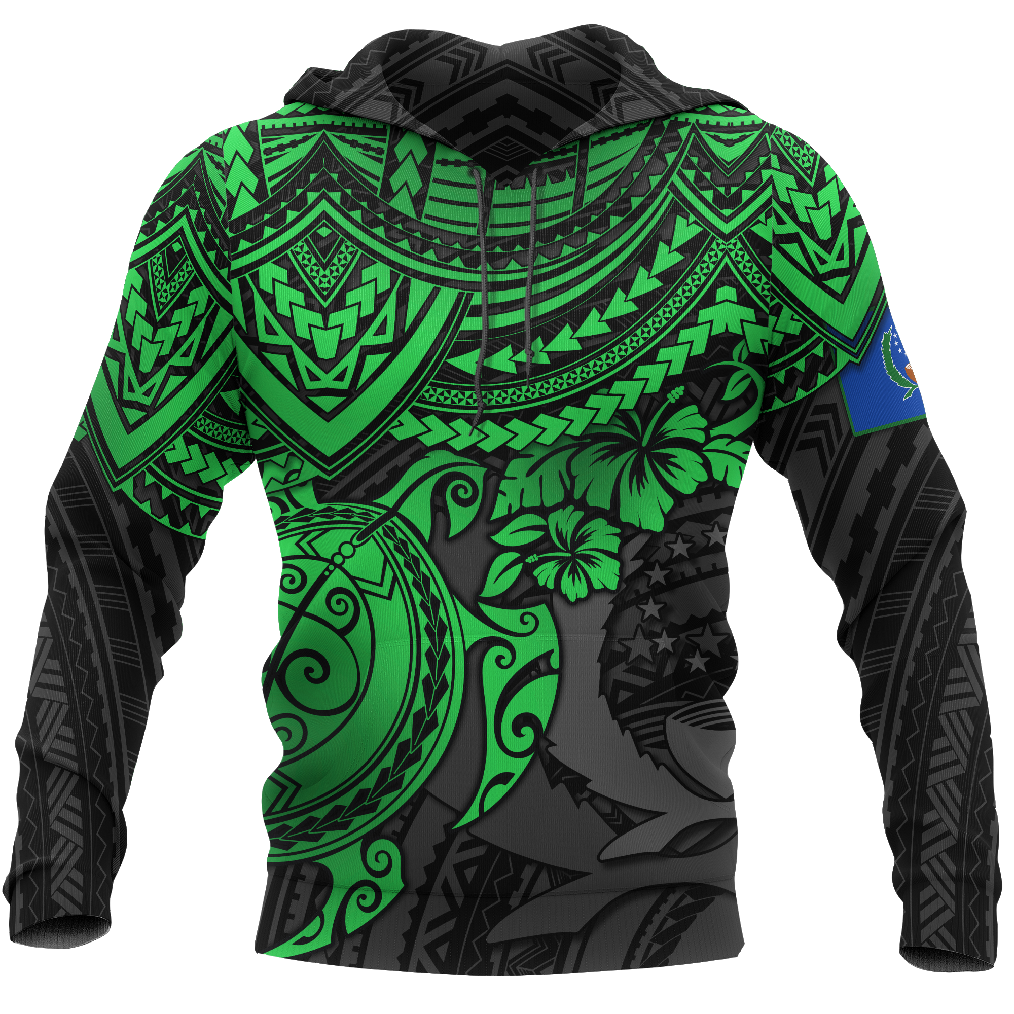Pohnpei Hoodie Polynesian Green Turtle Unisex GREEN - Polynesian Pride
