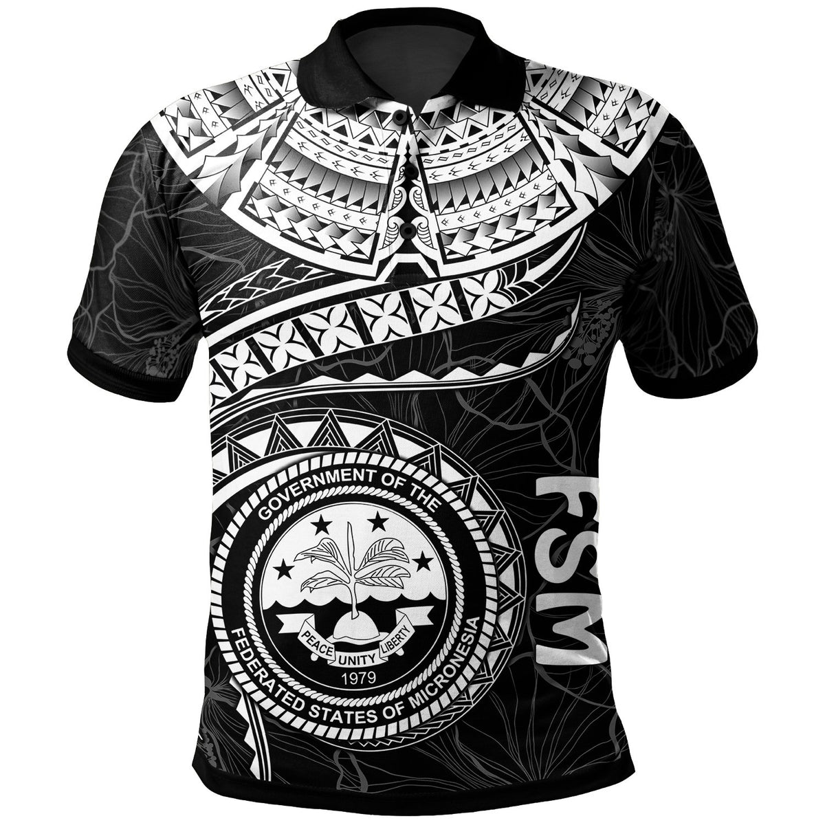 Federated States of Micronesia Polynesian Polo Shirt FSM Waves (White) Unisex White - Polynesian Pride