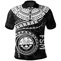 Federated States of Micronesia Polynesian Polo Shirt FSM Waves (White) Unisex White - Polynesian Pride