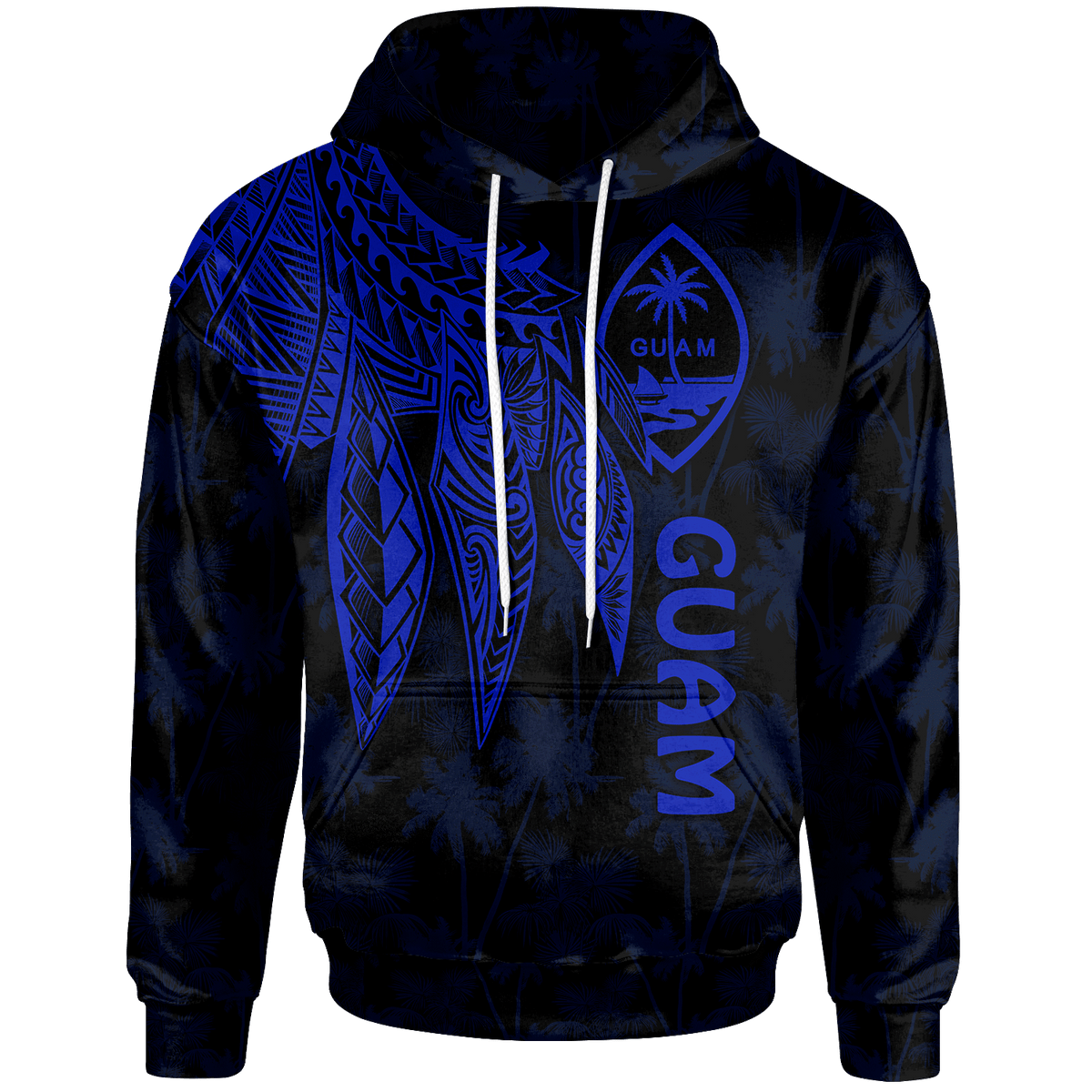Guam Hoodie Polynesian Wings (Blue) Unisex Blue - Polynesian Pride