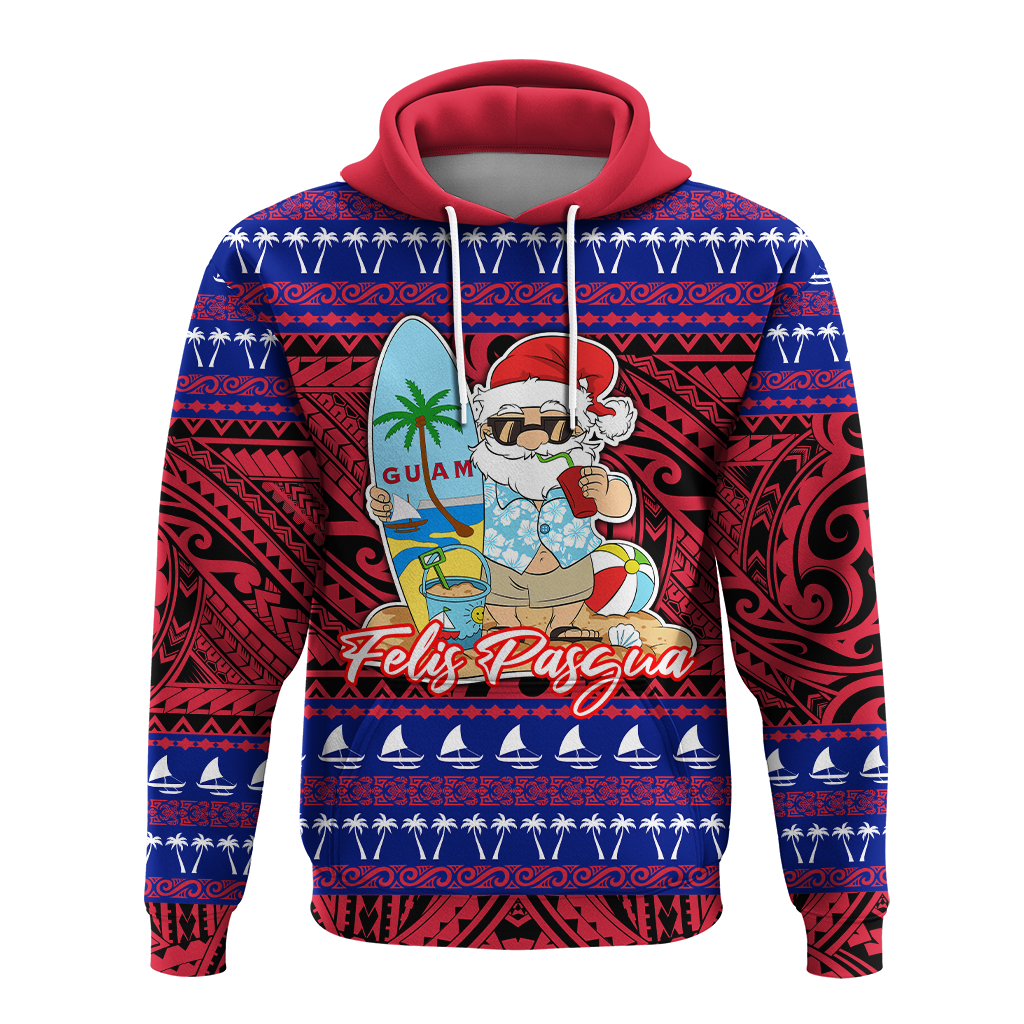 Guam Christmas Felis Pasgua Santas Guam Surf Board Hoodie LT2 - Polynesian Pride