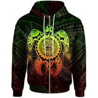 American Samoa Polynesian Zip up Hoodie Vintage Polynesian Turtle (Reggae) Unisex Reggae - Polynesian Pride