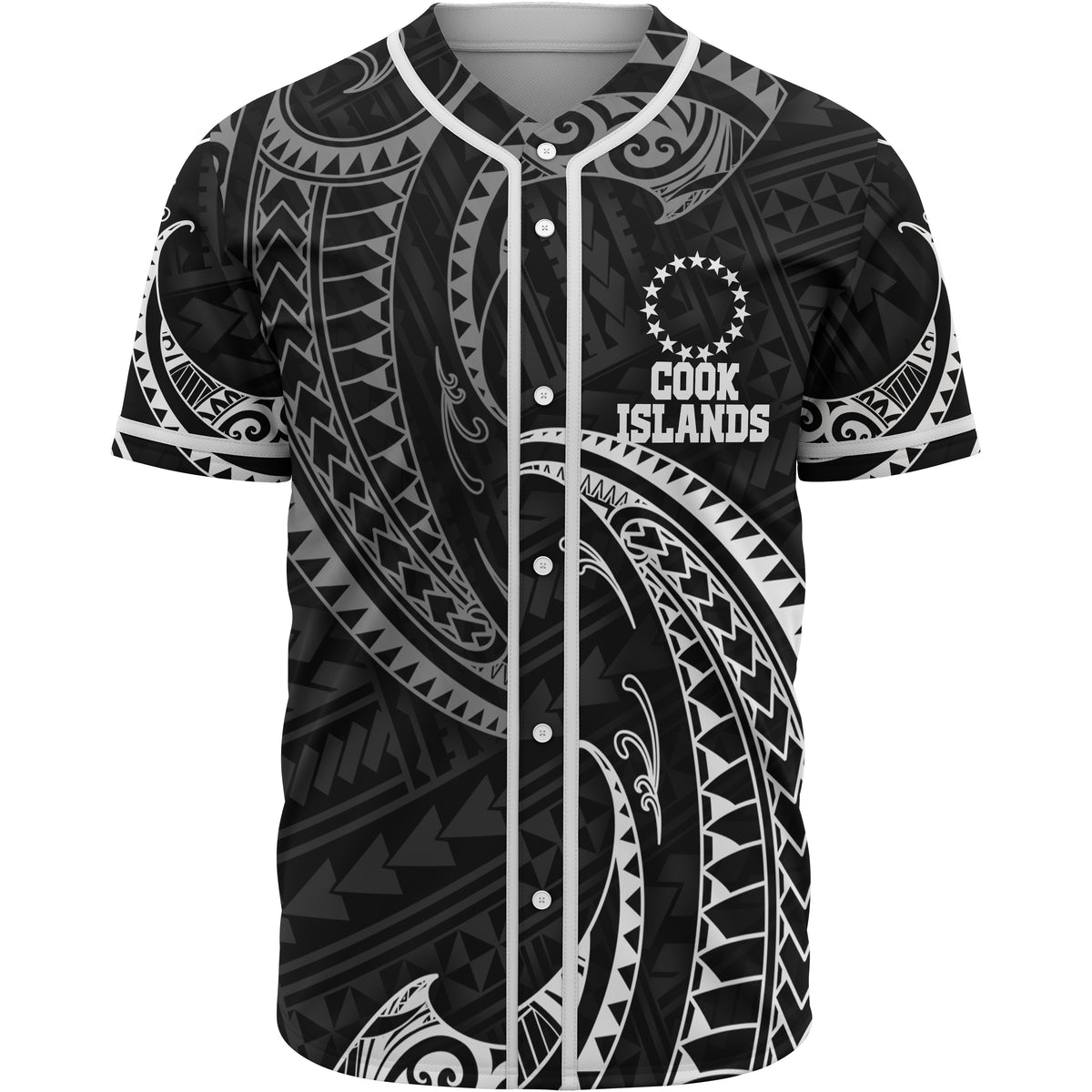 Cook Islands Polynesian Baseball Shirt - White Tribal Wave Unisex White - Polynesian Pride