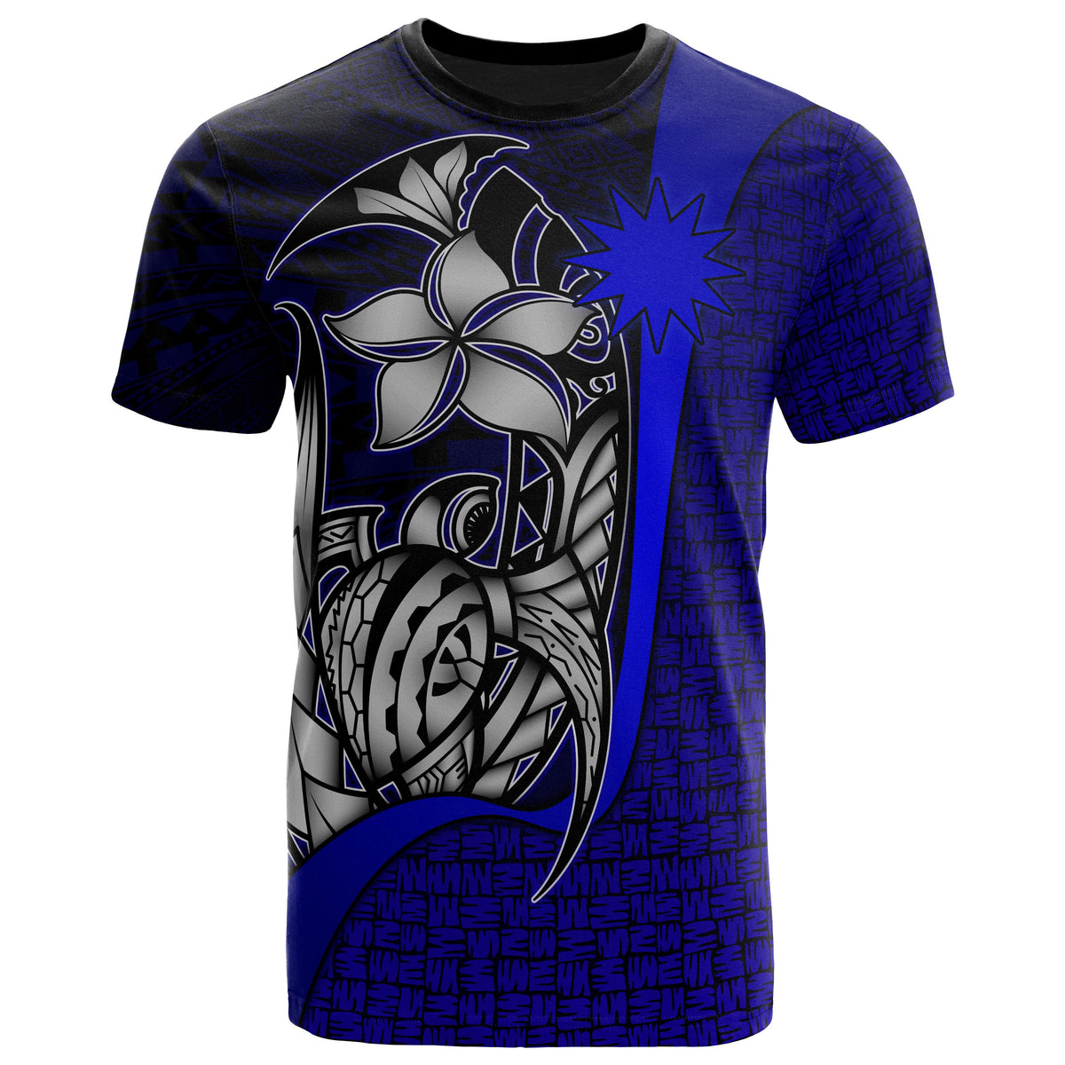 Nauru Polynesian T Shirt Blue Turtle with Hook Unisex Blue - Polynesian Pride