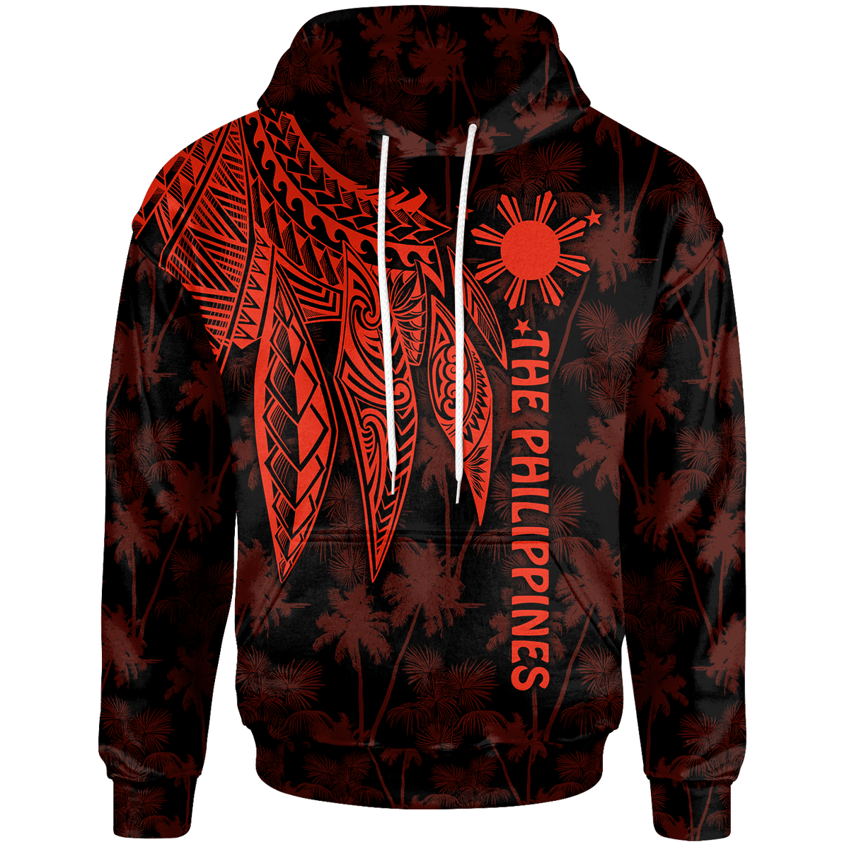 The Philippines Hoodie Polynesian Wings (Red) Unisex Red - Polynesian Pride