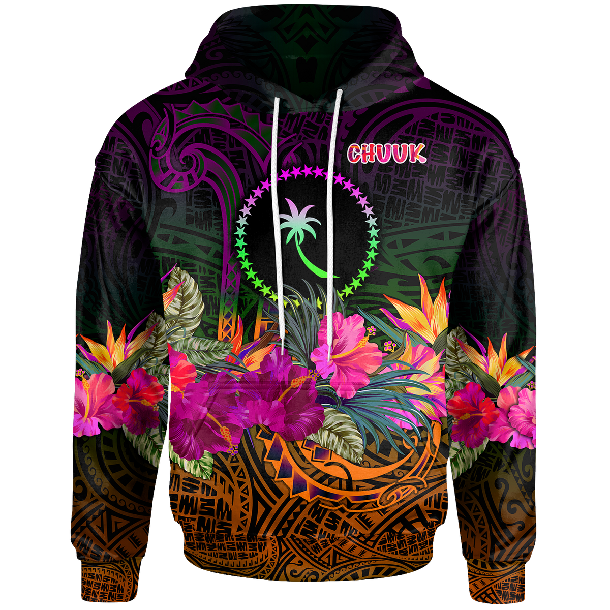 Chuuk Hoodie Summer Hibiscus Unisex Reggae - Polynesian Pride