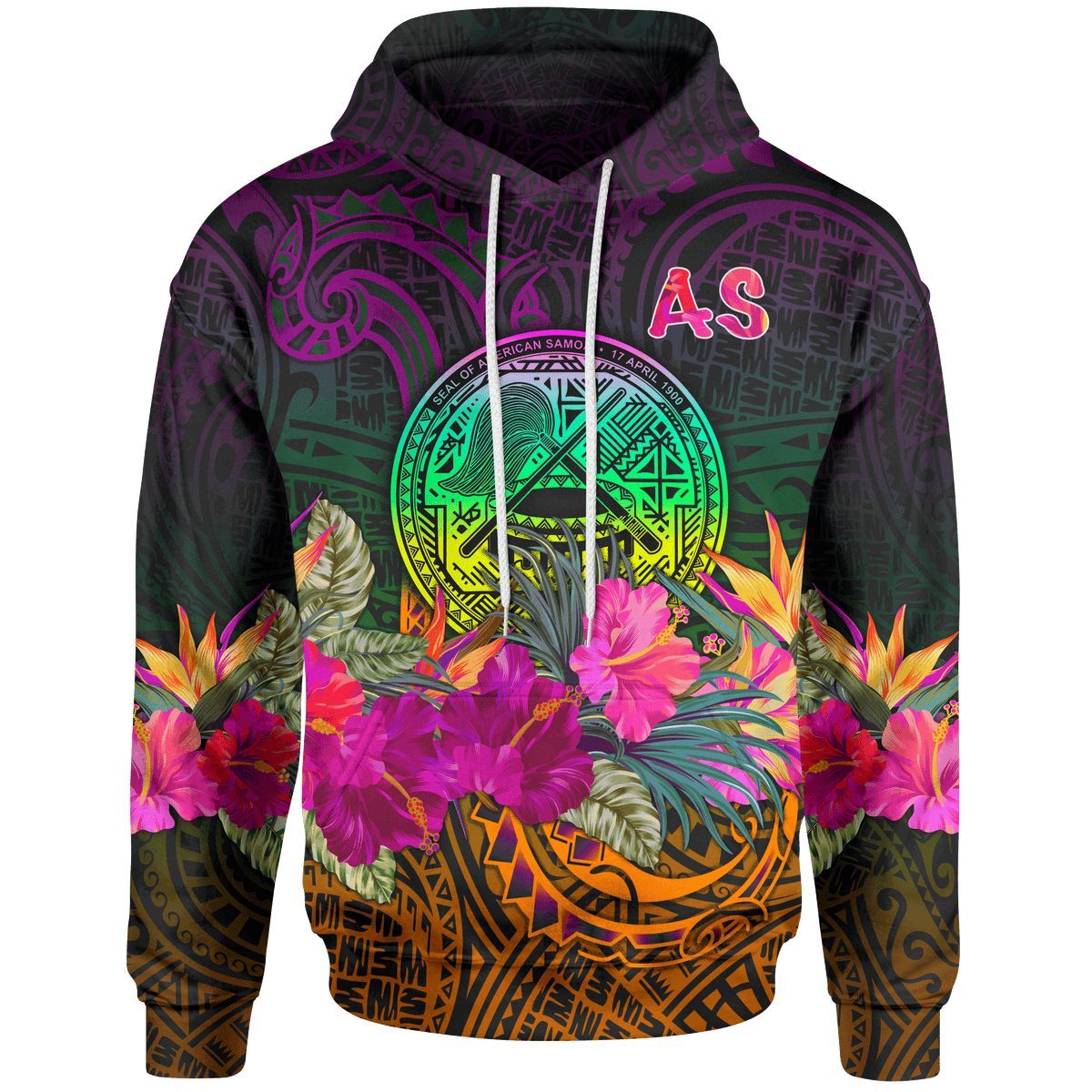American Samoa Hoodie Summer Hibiscus Unisex Reggae - Polynesian Pride