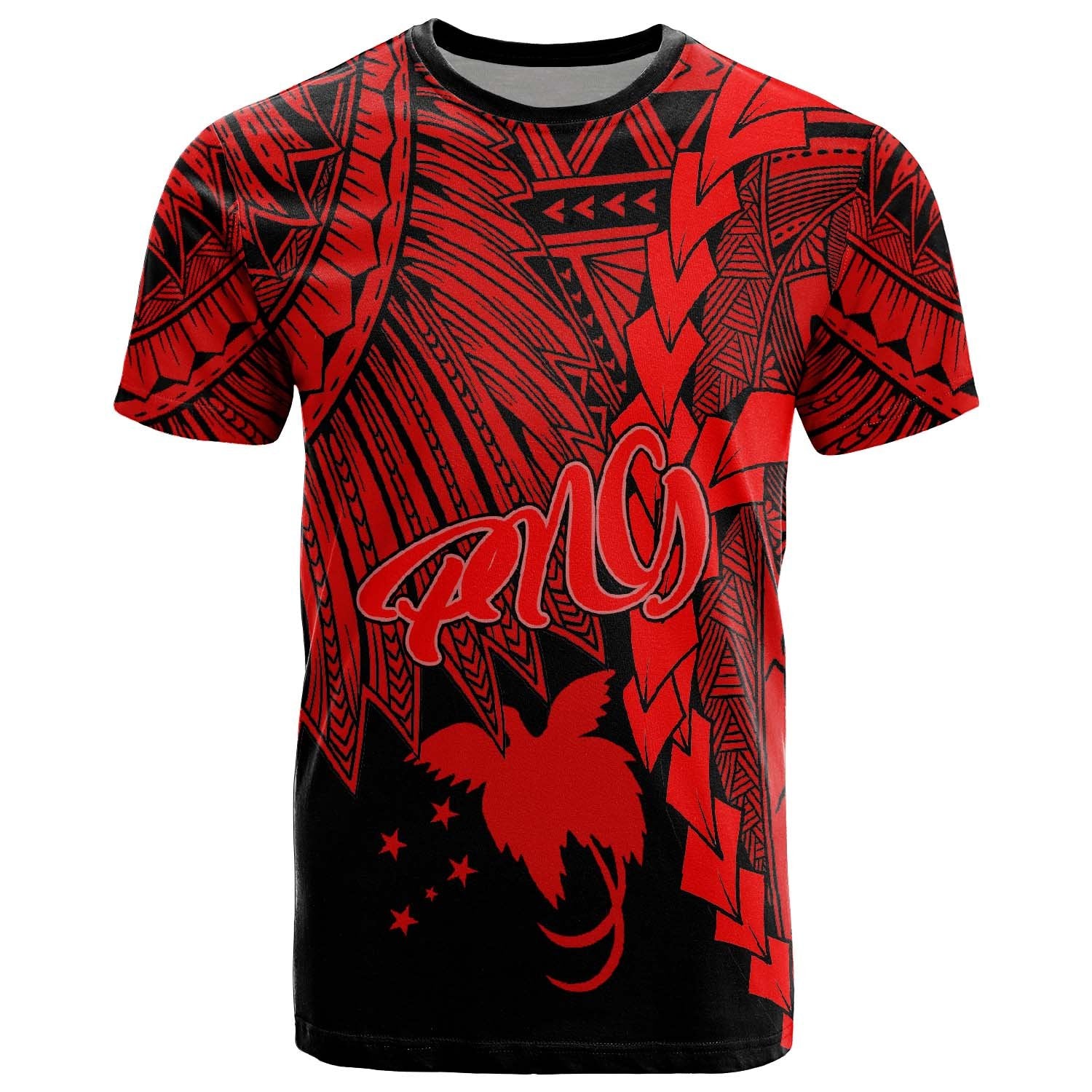 Papua New Guinea Polynesian T Shirt Tribal Wave Tattoo Red Unisex Red - Polynesian Pride