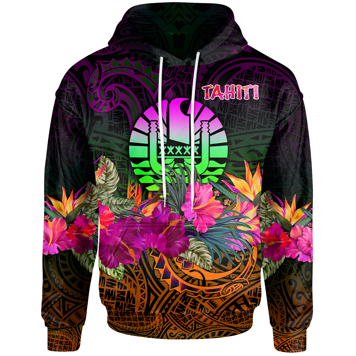 Tahiti Polynesian Hoodie Summer Hibiscus Unisex Reggae - Polynesian Pride