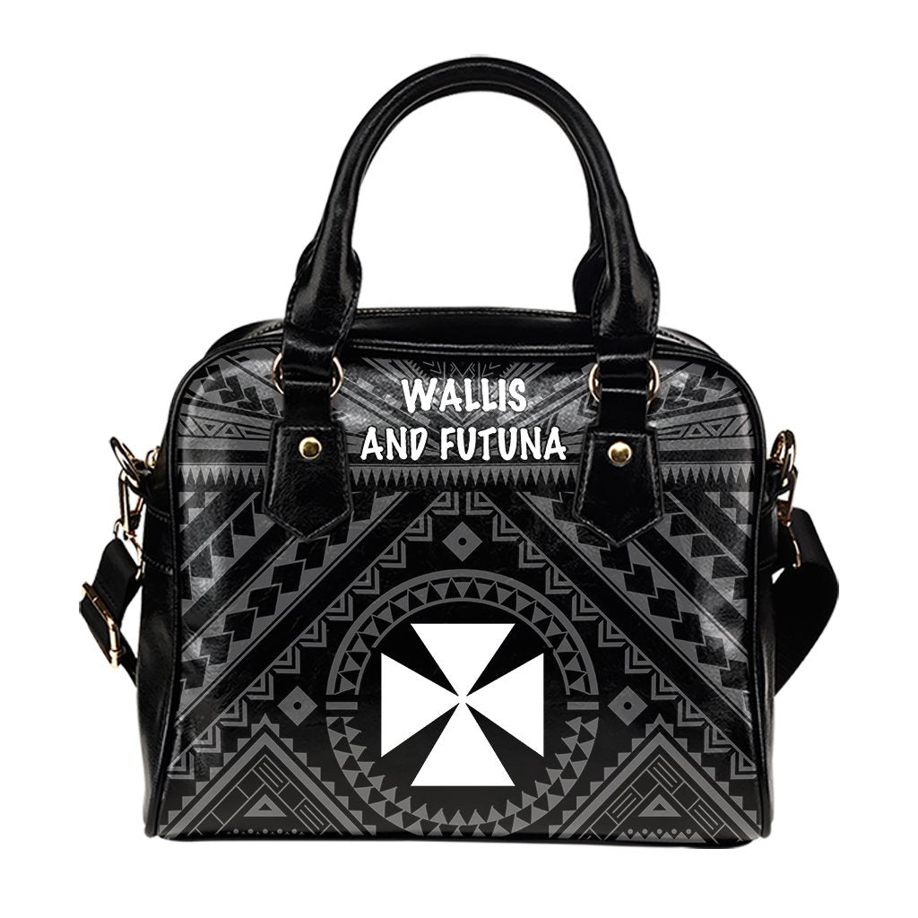 Wallis and Futuna Shoulder Handbag - Wallis and Futuna Seal With Polynesian Tattoo Style - Polynesian Pride