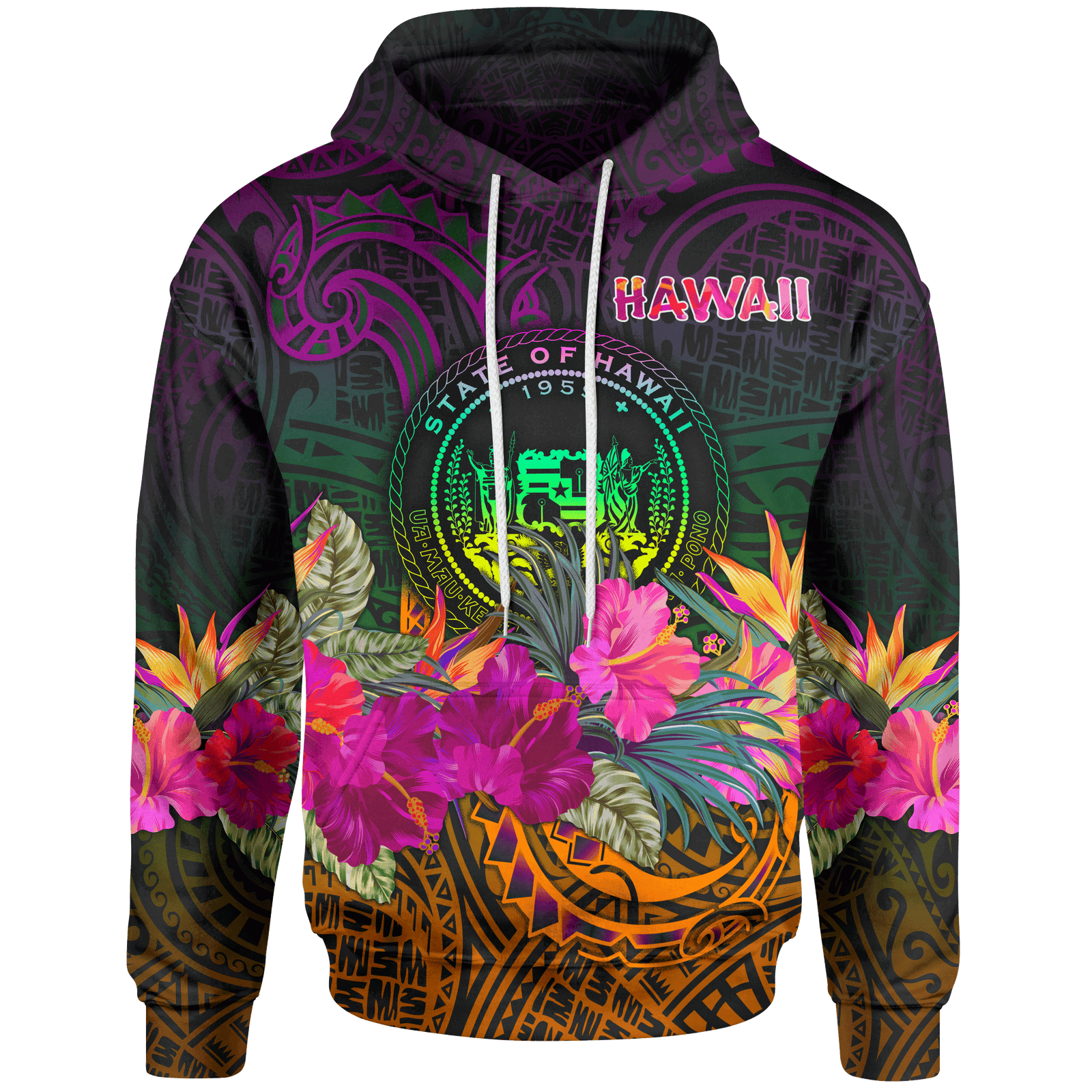 Polynesian Hawaii Hoodie Summer Hibiscus Unisex Reggae - Polynesian Pride