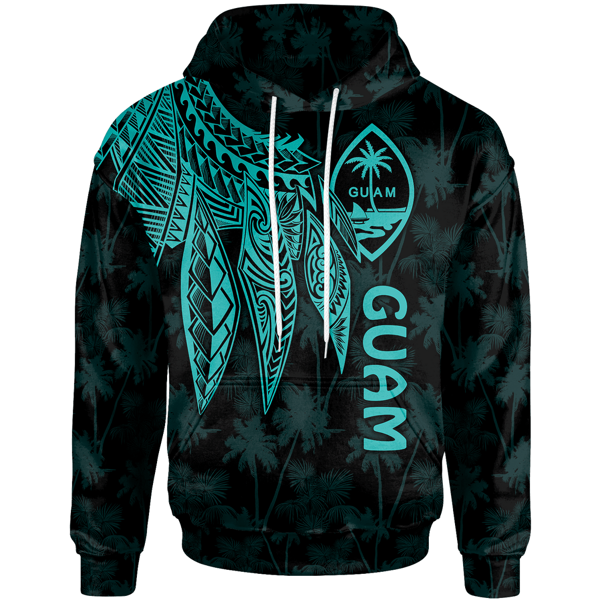 Guam Hoodie Polynesian Wings (TurQuoiSe) Unisex Turquoise - Polynesian Pride