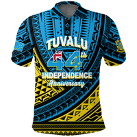 Custom Tuvalu Polo Shirt 44th Independence Anniversary Tribal Pattern LT12 Unisex Blue - Polynesian Pride