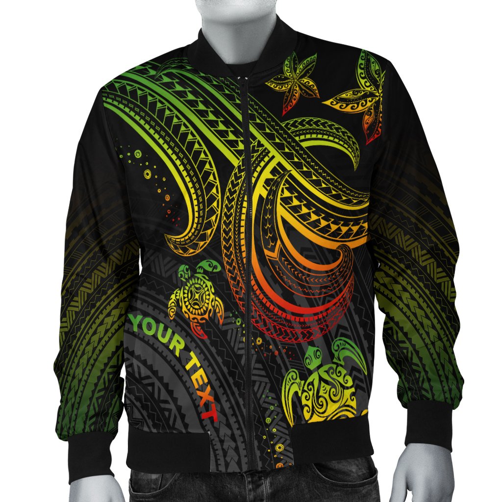 Polynesian Custom Personalised Men's Bomber Jacket - Reggae Turtle Reggae - Polynesian Pride