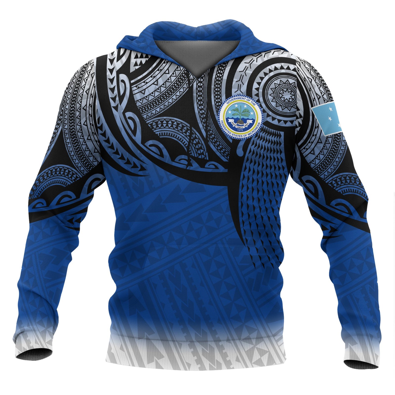 Federated States of Micronesia Hoodie Tattoo Pattern Unisex Blue - Polynesian Pride