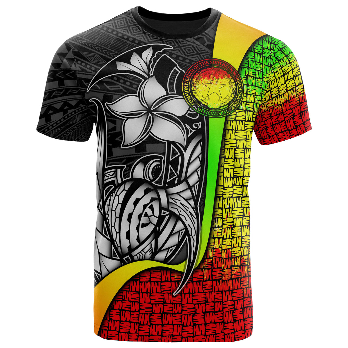 Northern Mariana Islands Polynesian T Shirt Reggae Turtle with Hook Unisex Reggae - Polynesian Pride