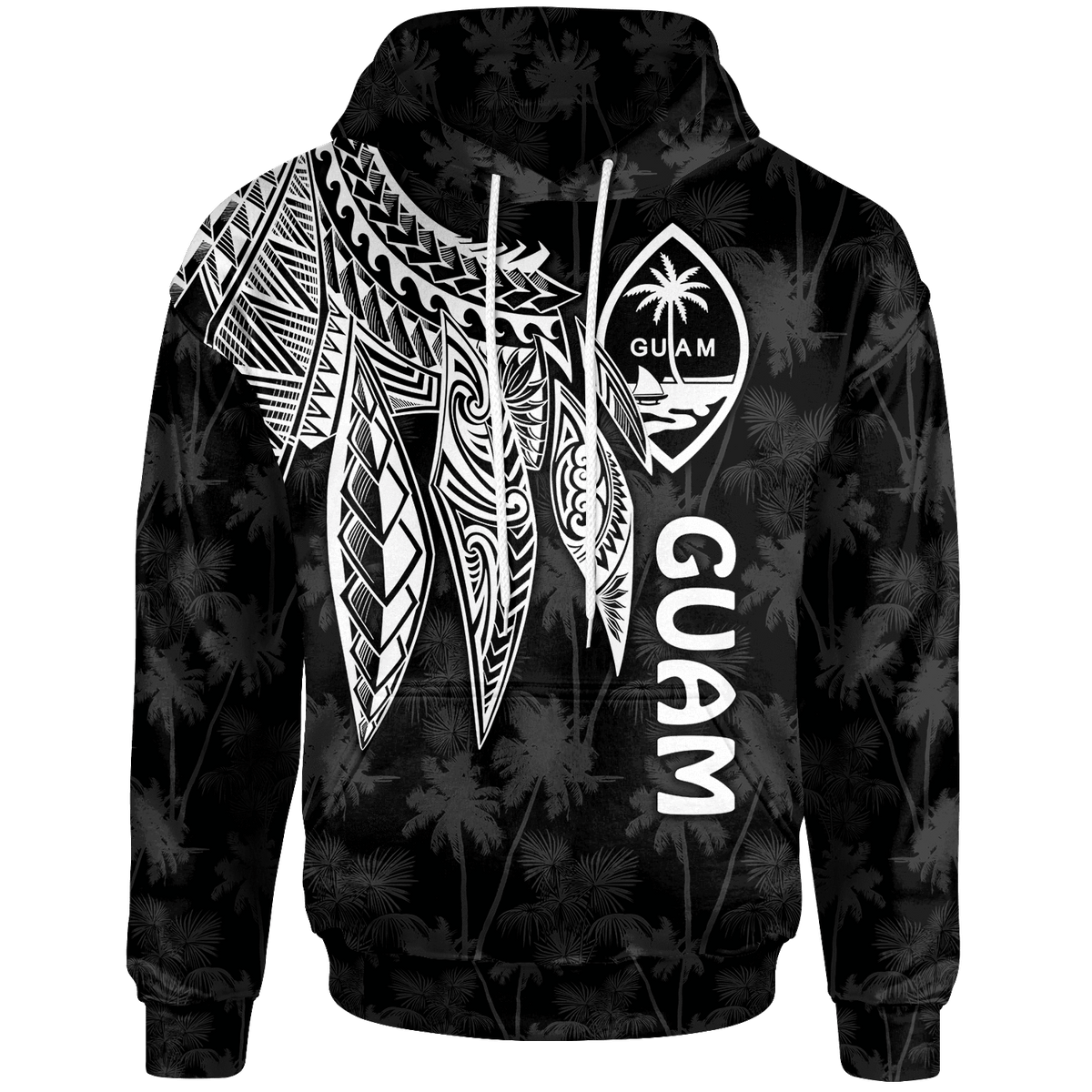 Guam Hoodie Polynesian Wings (White) Unisex White - Polynesian Pride