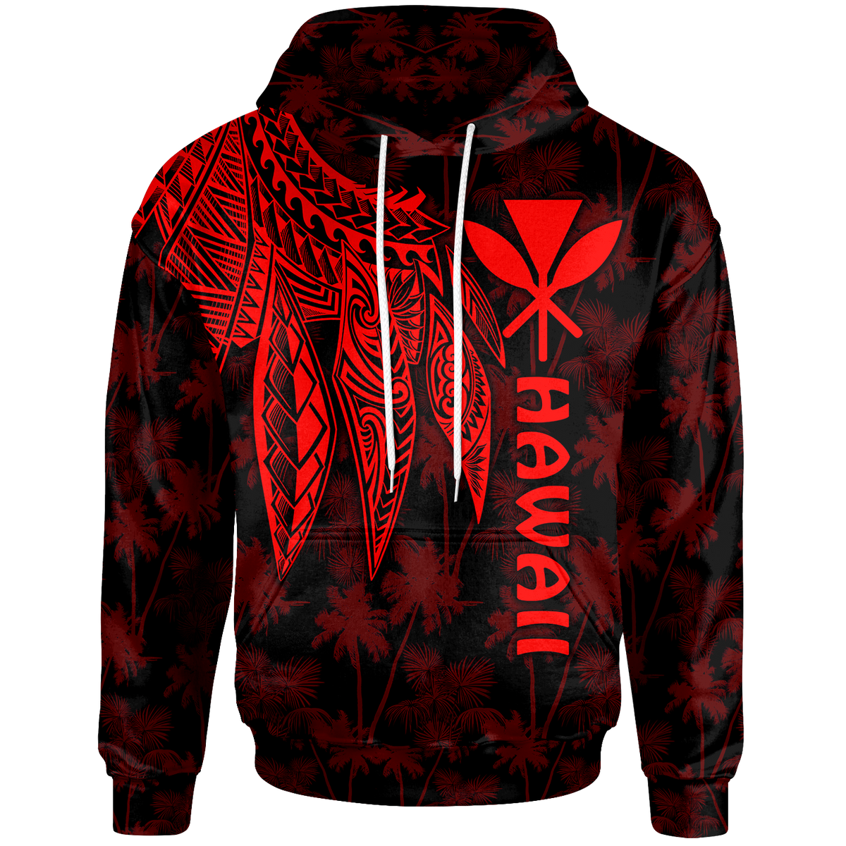 Polynesian Hawaii Kanaka Maoli Hoodie Polynesian Wings (Red) Unisex Red - Polynesian Pride