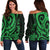 Guam Women's Off Shoulder Sweater - Green Tentacle Turtle Green - Polynesian Pride