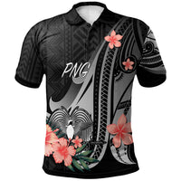 Papua New Guinea Polo Shirt Polynesian Hibiscus Pattern Style Unisex Black - Polynesian Pride
