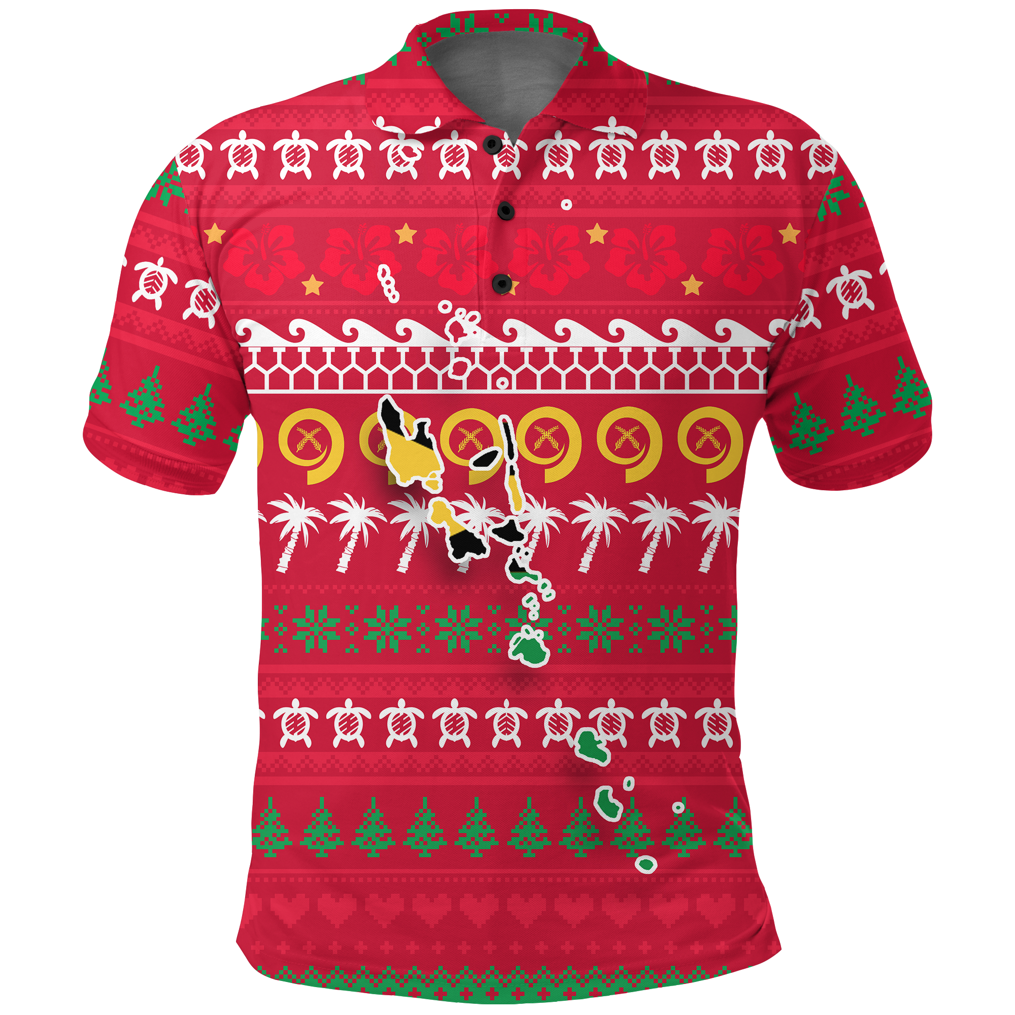 Vanuatu Christmas Polo Shirt Ugly Christmas LT12 Unisex Red - Polynesian Pride