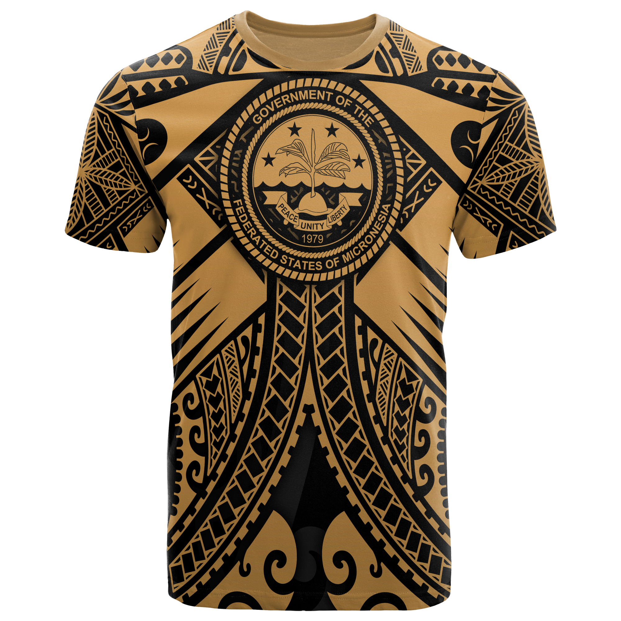 FSM T Shirt Gold Seal with Polynesian Tattoo Unisex Art - Polynesian Pride