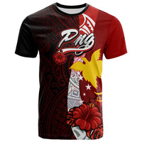 Papua New Guinea Polynesian T Shirt Bird of Paradise With Hibiscus Unisex Red - Polynesian Pride