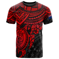 Cook Islands Polynesian T Shirt Cook Islands Flag Red Turtle Hibiscus Unisex Red - Polynesian Pride