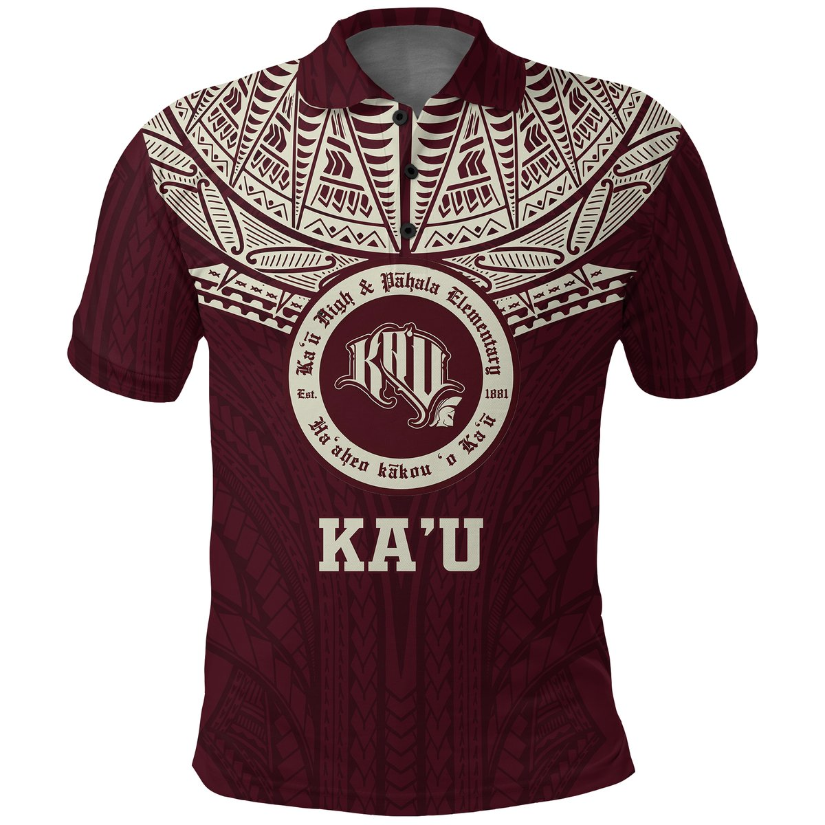 Hawaii Kau High and Pahala Elementary School Pride Polo Shirt LT12 Unisex Red - Polynesian Pride