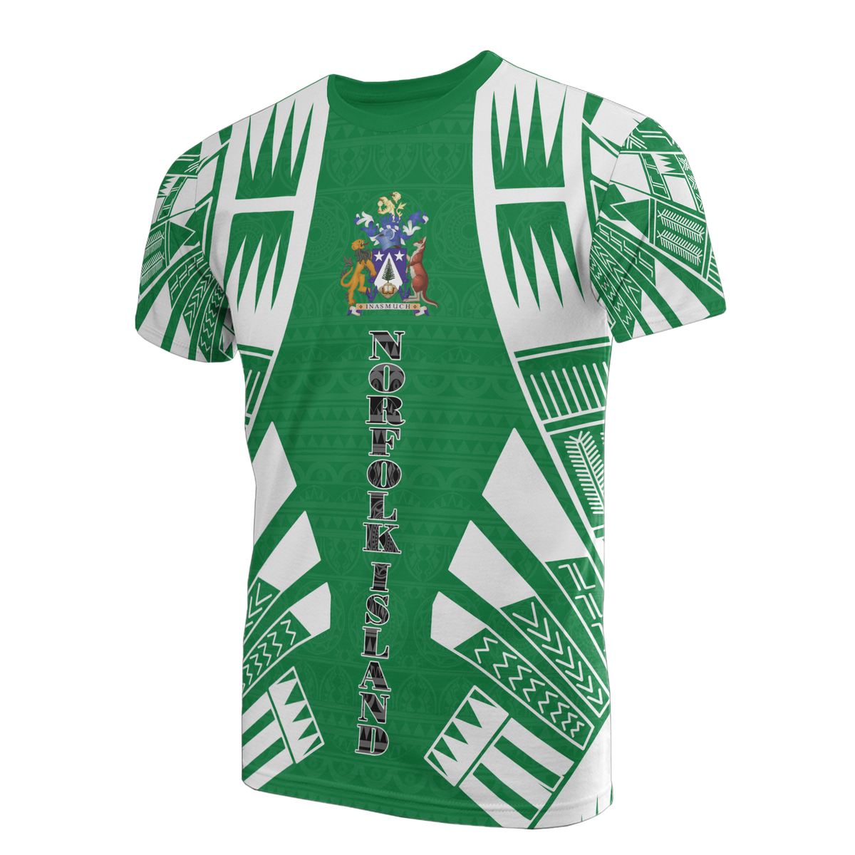Norfolk Island T Shirt Norfolk Island Coat Of Arms Polynesian Tattoo Green Style Unisex Green - Polynesian Pride