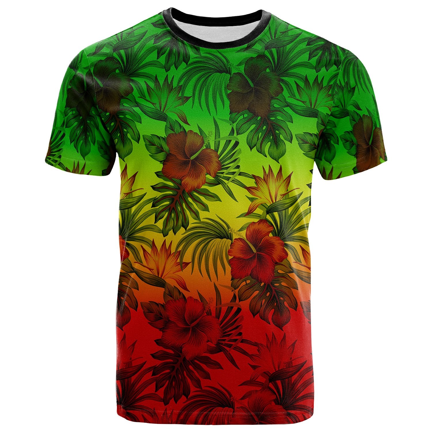 Polynesian T Shirts Reggae Hibiscus Patterns Unisex Red - Polynesian Pride