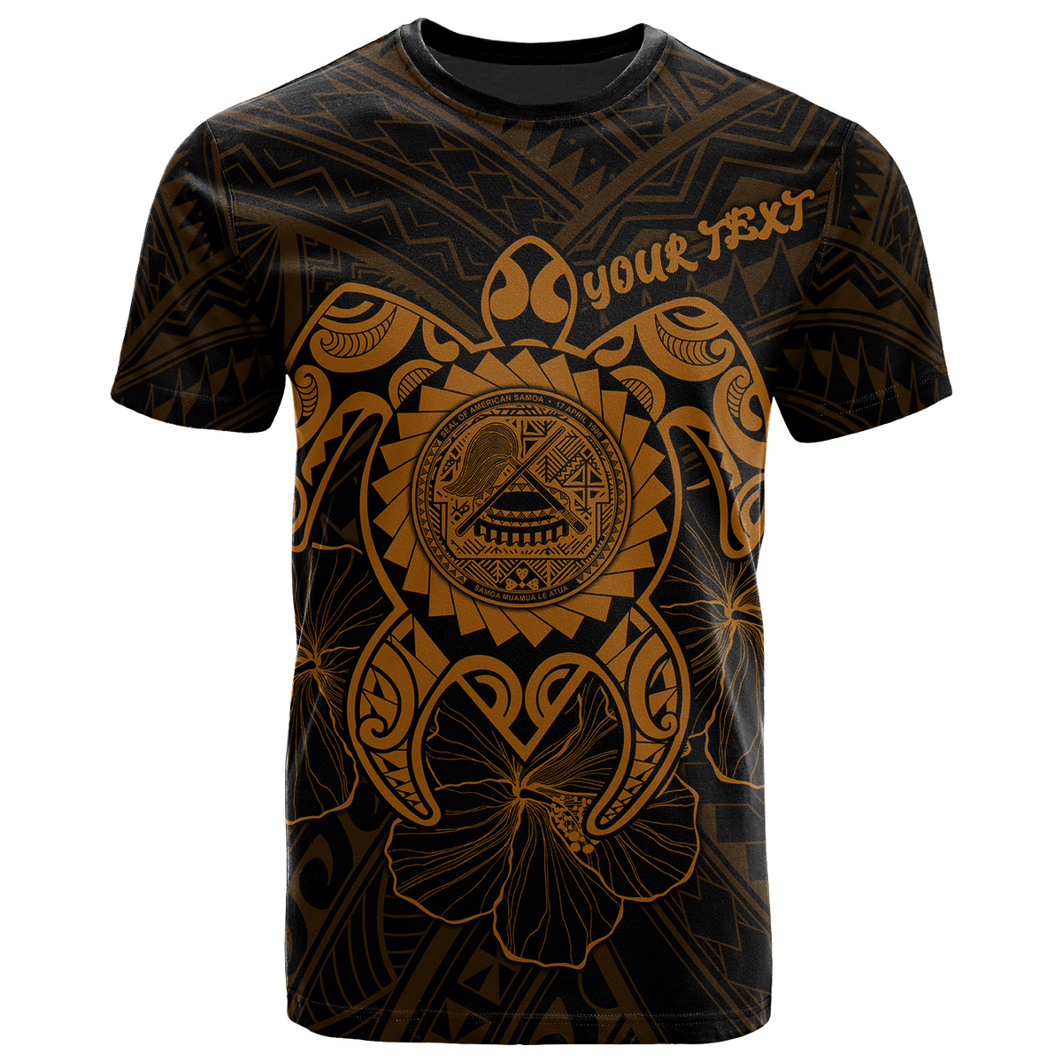 American Samoa Polynesian Custom T Shirt Vintage Polynesian Turtle (Golden) Unisex Golden - Polynesian Pride