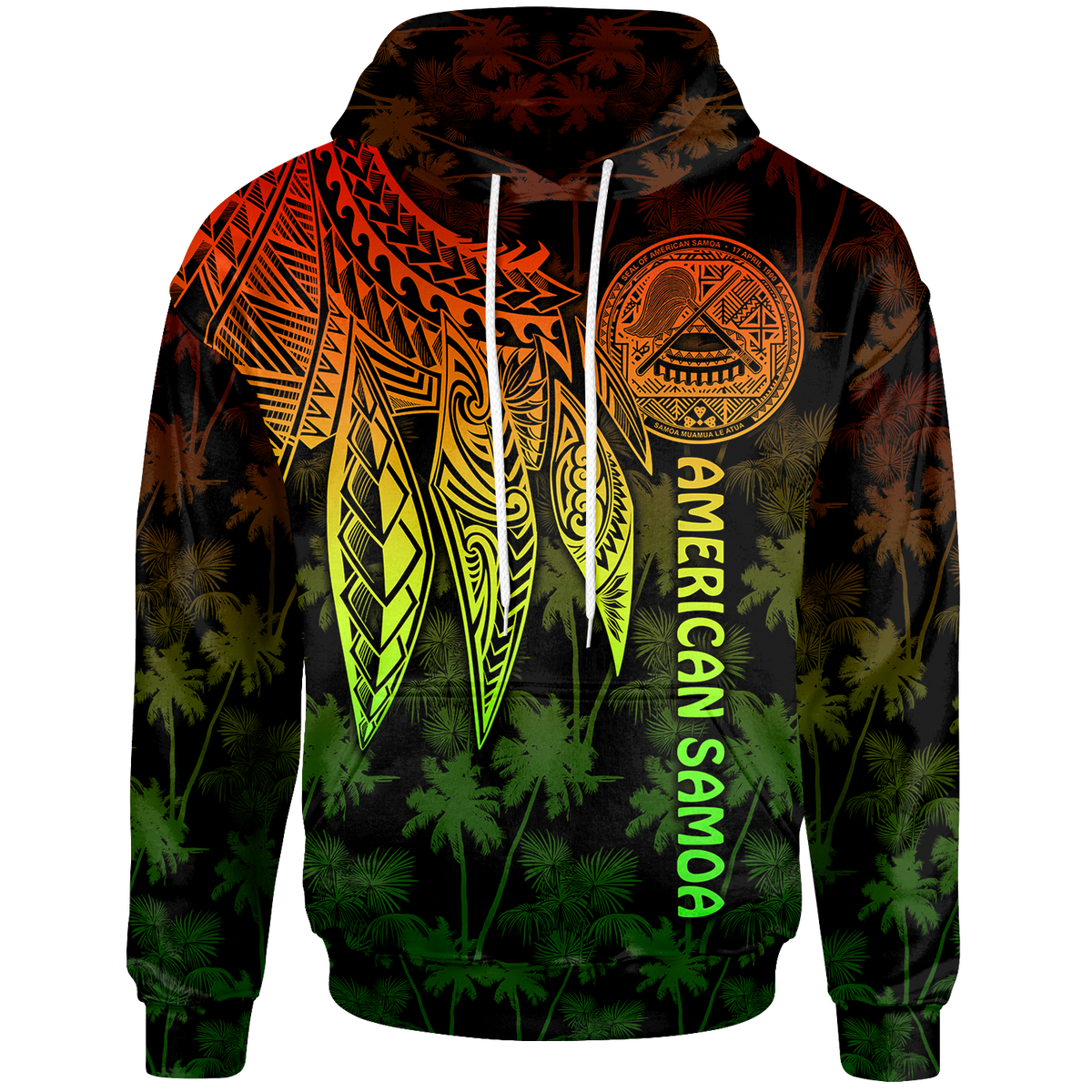 American Samoa Hoodie Polynesian Wings (Reggae) Unisex Reggae - Polynesian Pride