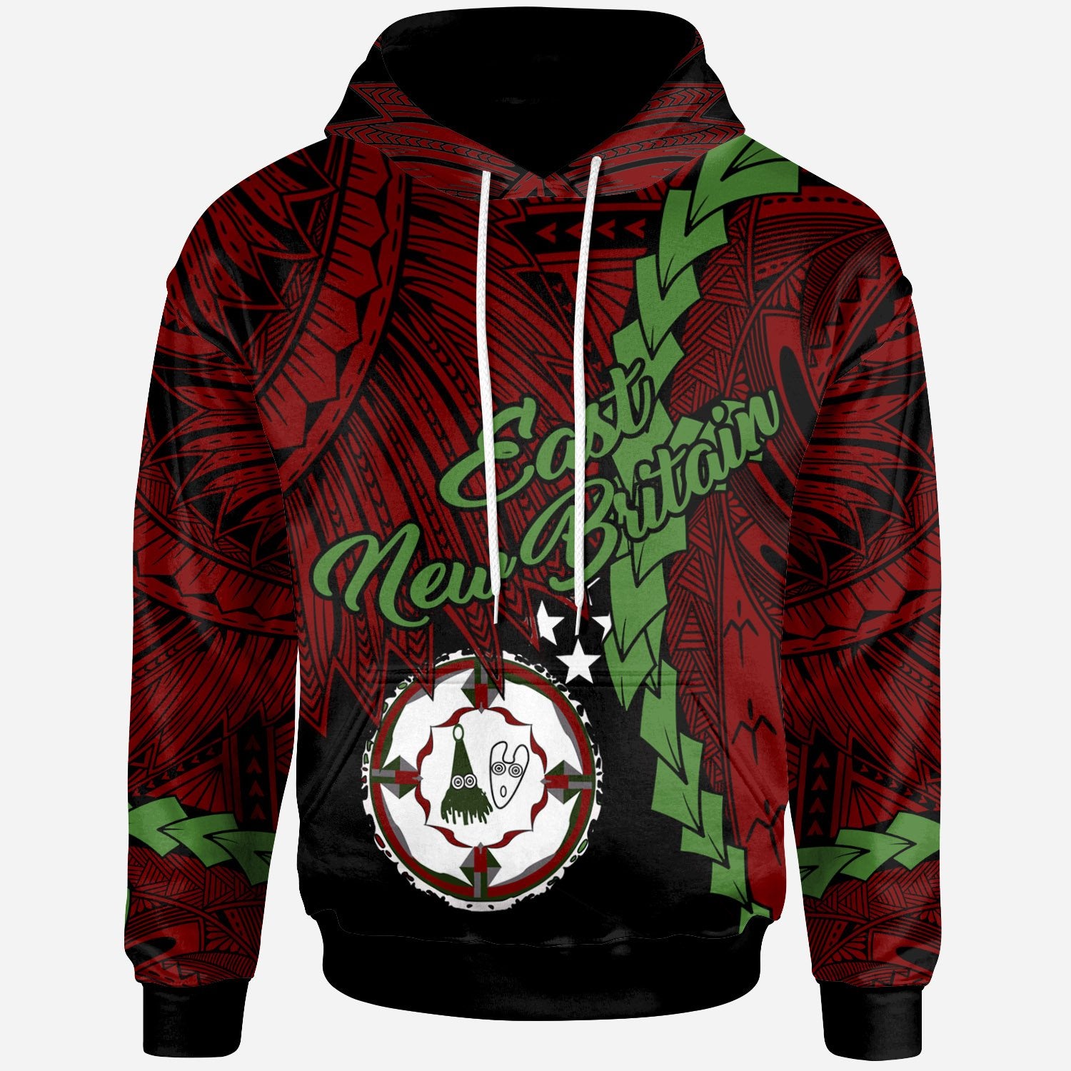 Papua New Guinea East New Britain Province Polynesian Hoodie Tribal Wave Tattoo Unisex Red - Polynesian Pride