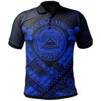 American Samoa Polo Shirt AS Blue Seal Polynesian Patterns Unisex Blue - Polynesian Pride
